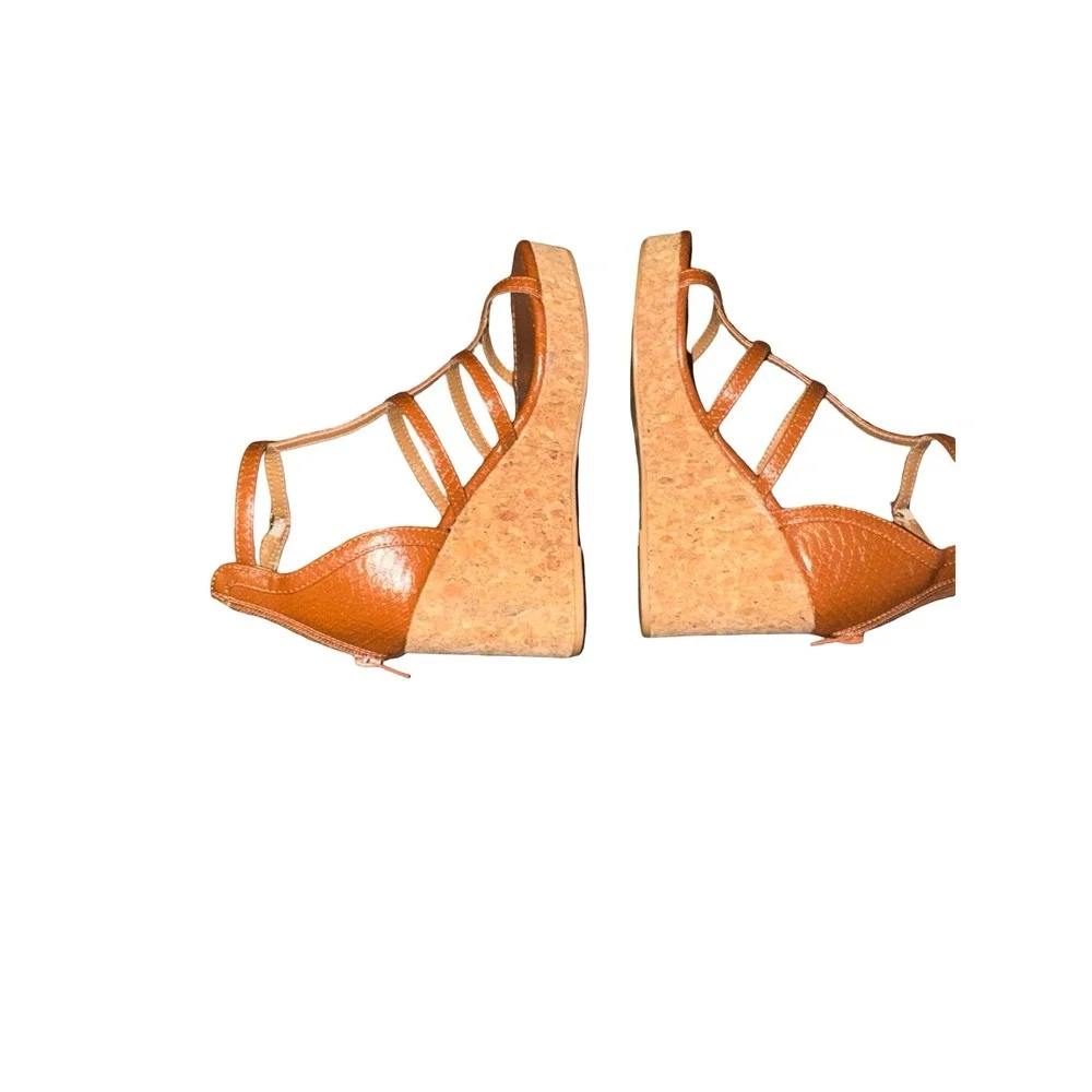 Like new SuperCush Ava Python Cork‎ Wedge in brown sz 6